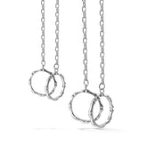 Bamboo Double Circle Buckle Silver Couple Necklace for Women